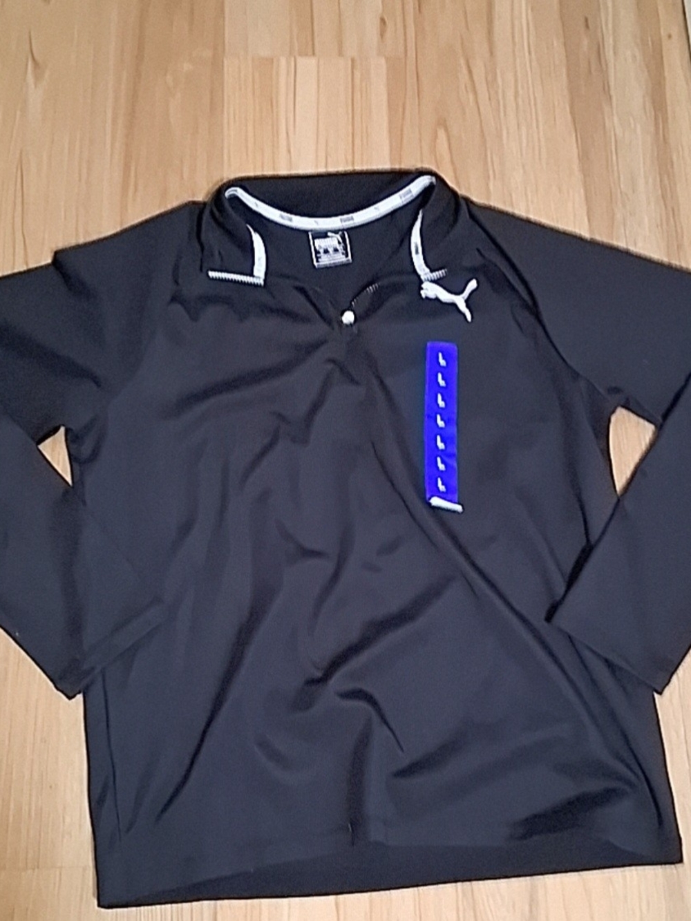 Puma Black Men's Quarter-Zip Pullover with White Logo